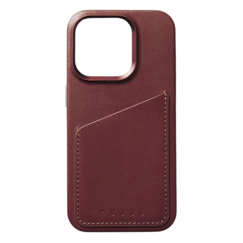 Mujjo Wallet Case iPhone 15 Pro Burgundy